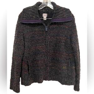 Chicos multicolor knit wool and mohair blend zip up sweater with pockets